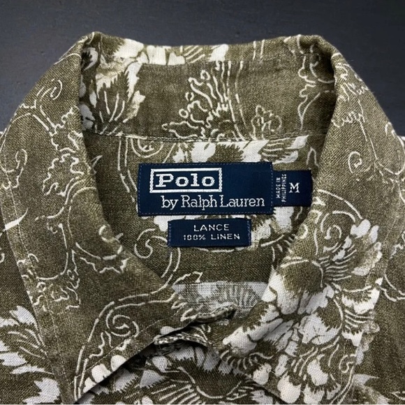 Polo Ralph Lauren Lance Linen Hawaiian Shirt Size Medium - Picture 2 of 5